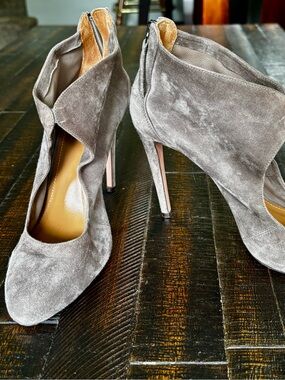 Aquazzura Suede Peep-Toe Stiletto Booties